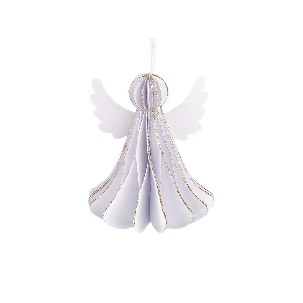 Papírový skládací anděl k zavěšení 7 cm (Varianta 1 bílá zlatá, Balení 1 ks)