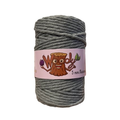 Woody Macrame 5 mm, Tmavě šedá