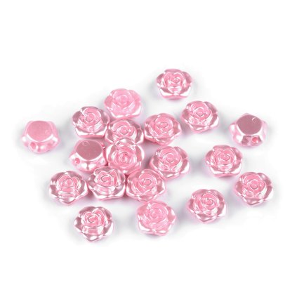 Plastové voskové korálky / perly růžičky s průvlekem Ø13 mm, 20 ks
