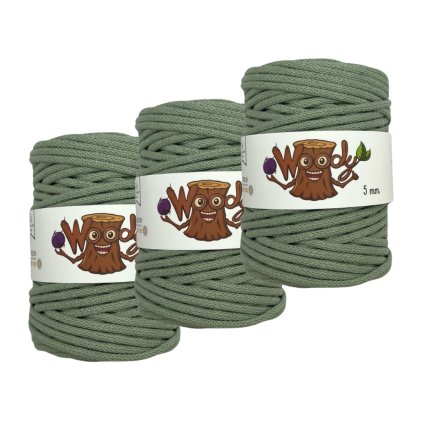 3x Woody příze 5 mm – Šalvěj (100m)
