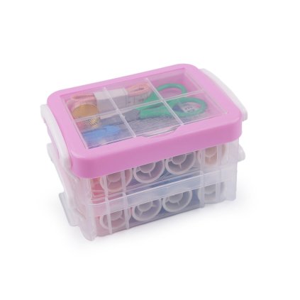 Sada na šití v boxu dvoupatrová (Varianta 2 zelená sv., Balení 1 sada)