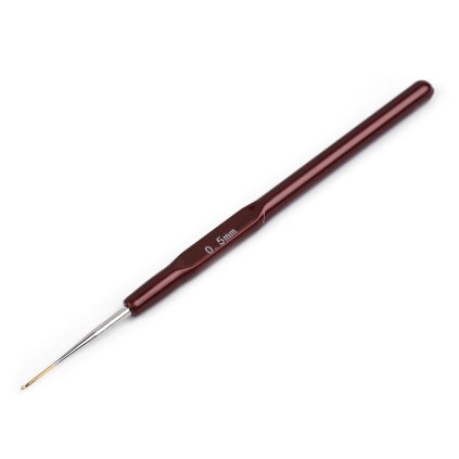 Háček na háčkování se zlatou špičkou vel. 0,5; 0,7; 0,9; 1,1; 1,3; 1,5; 1,7; 1,9 (Varianta 1 (0,5 mm) hnědá, Balení 1 ks)