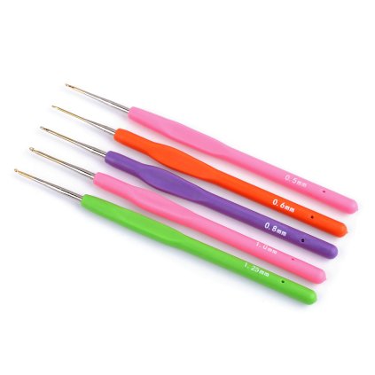 Háček na háčkování se silikonovou rukojetí, zlatá špička vel. 0,5; 0,6; 0,8; 1; 1,25 (Varianta 1 (0,5 mm) růžová, Balení 1 ks)