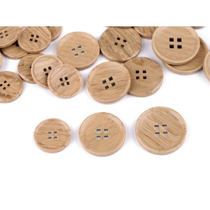 Knoflík imitace dřeva velikost 32", 40", 44" (Varianta 4 (40") černá, Balení 50 ks)