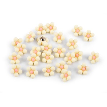 Knoflík 3D květ velikost 22" (Varianta 1 krémová světlá, Balení 25 ks)