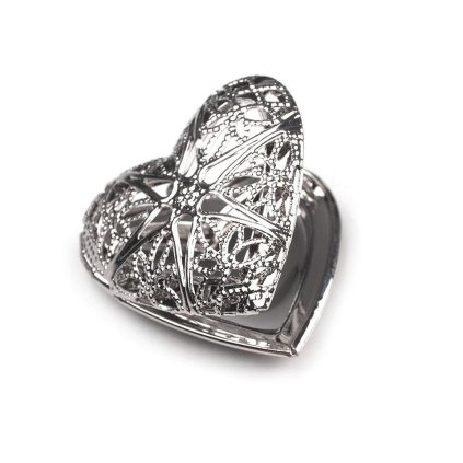 Medailonek rozevírací srdce 26x26 mm (Varianta 1 stříbrná světlá, Balení 1 ks)