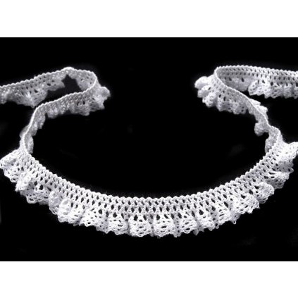 Bavlněná krajka / volánek šíře 15 mm paličkovaná elastická (Varianta 1 bílá, Balení 27 m)