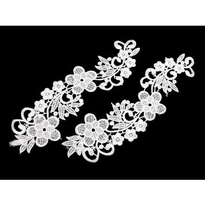 Benátská krajková aplikace / vsadka 8x27 cm (Varianta 4 černá, Balení 2 ks)