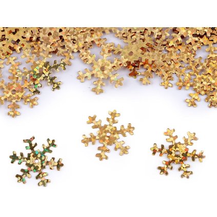 Flitry / konfety Ø19 mm vločky (Varianta 2 zlatá hologram, Balení 10 g)