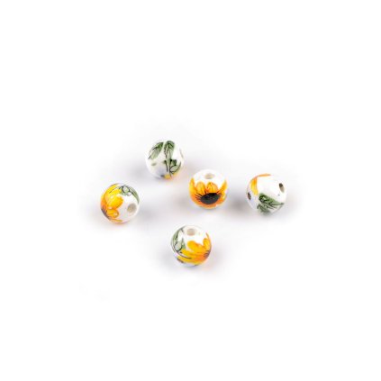 Porcelánové korálky s květy Ø8 mm (Varianta 2 vínová fuchsie, Balení 5 ks)