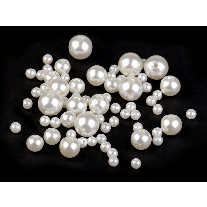 Plastové voskové korálky / perly Glance mix velikostí (Varianta F75 černá, Balení 1 sáček)