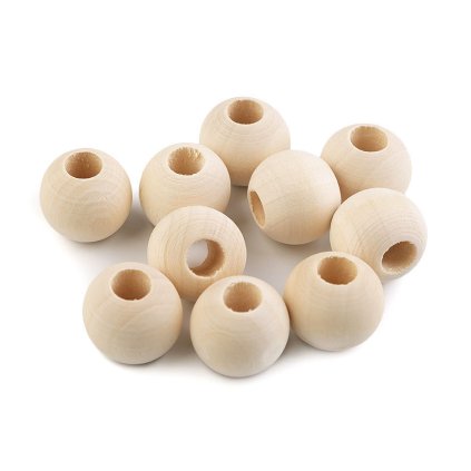 Dřevěné korálky nelakované Ø20 mm na macrame