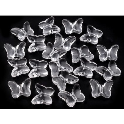 Plastové korálky motýl 15x18 mm (Varianta 1 transparent, Balení 20 ks)