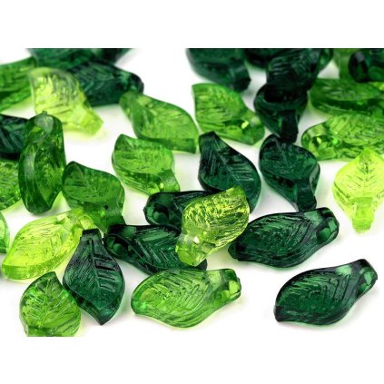 Plastové korálky lístečky mix 5x10 mm