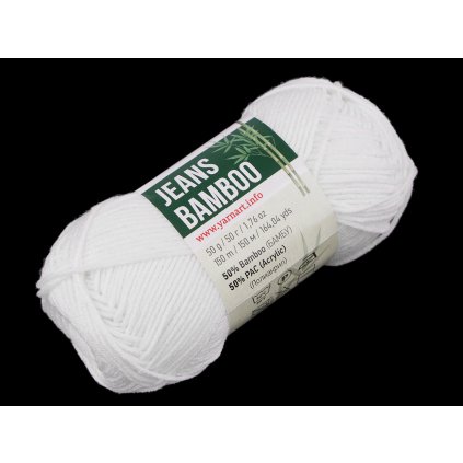 Pletací příze Jeans Bamboo 50 g (Varianta 1 (101) bílá, Balení 1 ks)