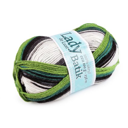 Pletací příze Lady Batik de Luxe 100 g (Varianta 1 (600) fialová hořčicová, Balení 1 ks)