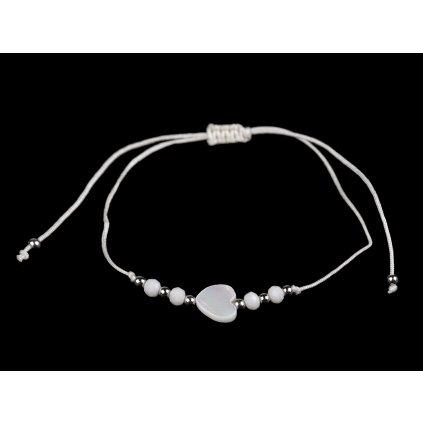 Náramek shamballa perleťové srdce (Varianta 1 bílá, Balení 1 ks)