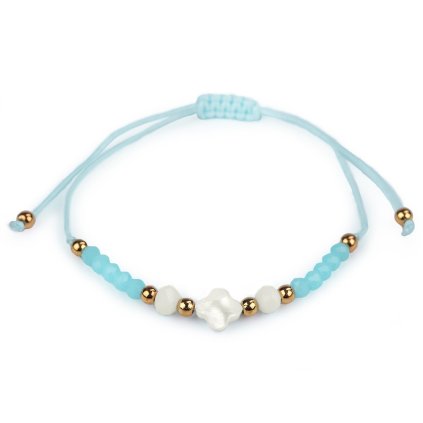 Náramek shamballa s perletí a broušenými korálky (Varianta 2 růžová sv., Balení 1 ks)