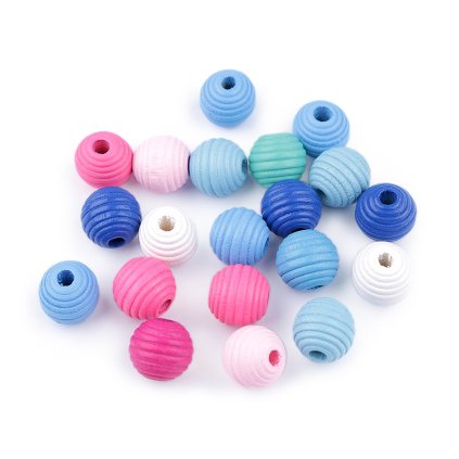 Dřevěné korálky s vroubky Ø13 mm (Varianta 1 mix barev, Balení 20 ks)