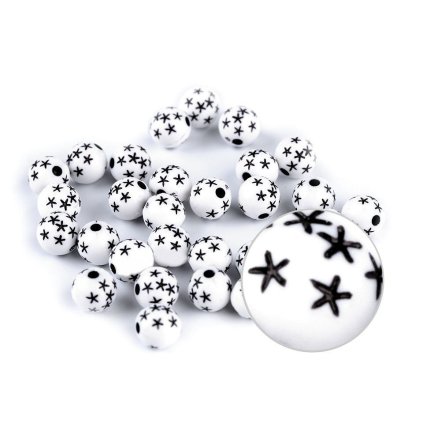 Plastové korálky s hvězdičkami Ø8 mm (Varianta 1 bílá, Balení 20 g)
