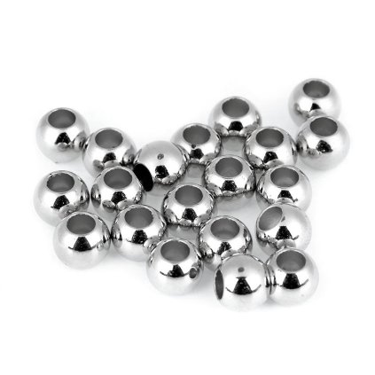 Plastové korálky Metalic s velkým průvlekem 8x10 mm (Varianta 1 stříbrná, Balení 20 ks)