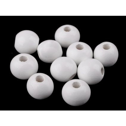 Dřevěné korálky Ø25 mm (Varianta 1 bílá, Balení 10 ks)