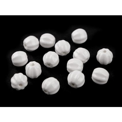 Porcelánové korálky rýhované Ø13 mm (Varianta 1 bílá, Balení 30 g)