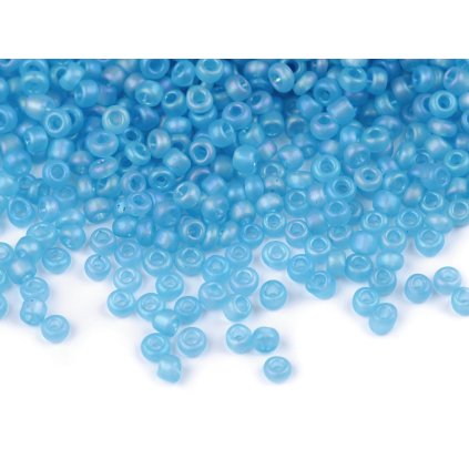 Rokajl 8/0 - 3 mm frosted AB (Varianta M166 modrá světlá, Balení 50 g)