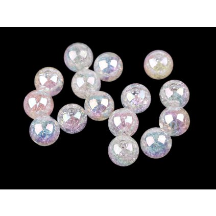 Plastové korálky s AB efektem Ø13 mm (Varianta 2 růžová sv., Balení 15 ks)