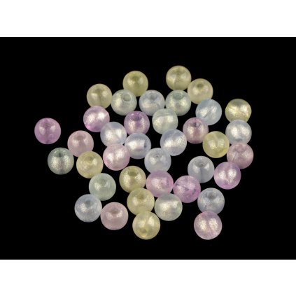 Plastové korálky perleťový AB frost efekt Ø8 mm (Varianta 2 růžová sv. AB, Balení 20 g)