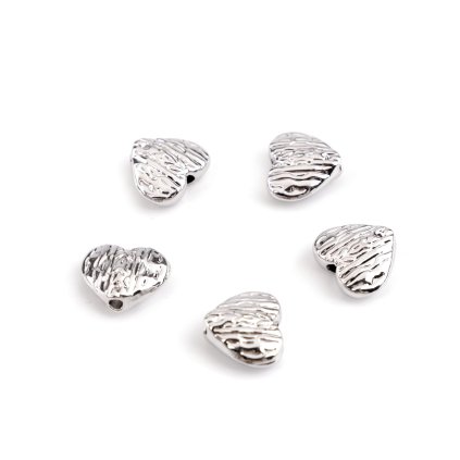 Kovový korálek srdce 10x12 mm (Varianta 1 platina, Balení 5 ks)
