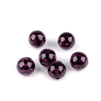Plastové korálky leopardí vzor Ø16 mm (Varianta 1 fialová tmavá, Balení 6 ks)