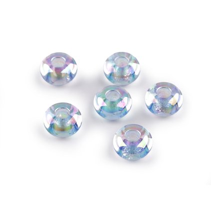 Plastové korálky s velkým průvlekem Ø13 mm s AB efektem (Varianta 1 transparent, Balení 6 ks)