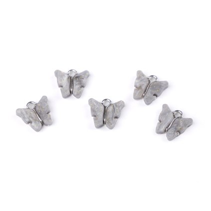 Kovový přívěsek / taháček na zip motýl perleťový 13x15 mm (Varianta 3 (12x13 mm) pudrová, Balení 5 ks)