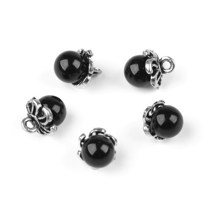 Knoflík s kaplíkem / přívěsek perla Ø9 mm (Varianta 4 Ø9 mm červená tm., Balení 5 ks)