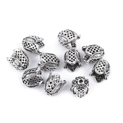 Koncovky na šňůrky / dekorační kaplíky / sukýnka 12x12 mm (Varianta 1 platina, Balení 2 ks)