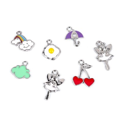 Kovový přívěsek / taháček na zip duha, mráček, deštník, srdce, vejce, víla (Varianta 2 zelená pastel sv mrak, Balení 2 ks)