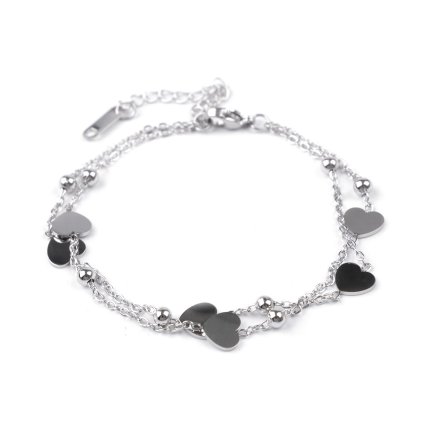 Náramek z nerezové oceli dvojitý, srdce