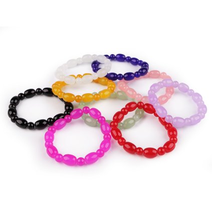 Náramek pružný ze skleněných korálků (Varianta 3 růžová, Balení 1 ks)