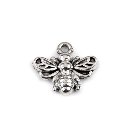 Kovový přívěsek / taháček na zip mini včelka 13x11 mm (Varianta 1 platina, Balení 10 ks)