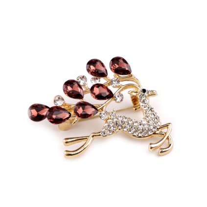 Brož s broušenými kamínky jelen (Varianta 1 crystal, Balení 1 ks)