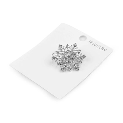 Brož s broušenými kamínky vločka (Varianta 1 stříbrná crystal, Balení 1 ks)