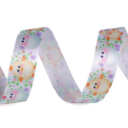 Stuha Velikonoce šíře 20 a 25 mm kuře, vejce, louka, zajíc (Varianta 3 (25 mm) zelená sv., Balení 22.5 m)