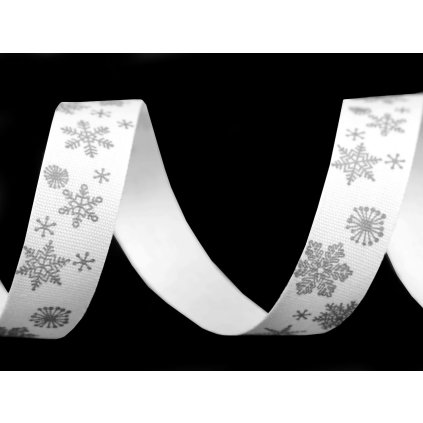 Bavlněná stuha vločky šíře 15 mm vánoční (Varianta 4 červená vánoční, Balení 13.5 m)