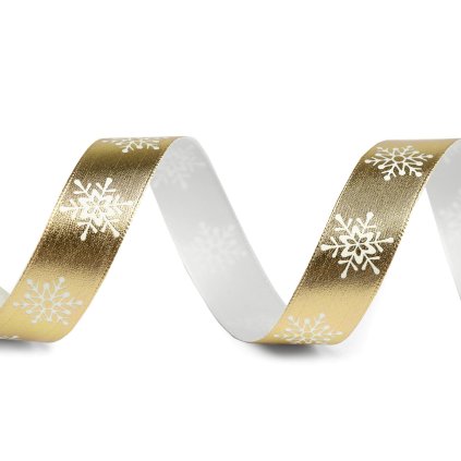 Vánoční stuha metalická vločky šíře 16 mm (Varianta 3 červená, Balení 3 m)