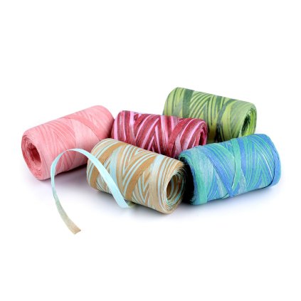Lýko rafie přírodní multicolor, k pletení tašek, šíře 5-8 mm