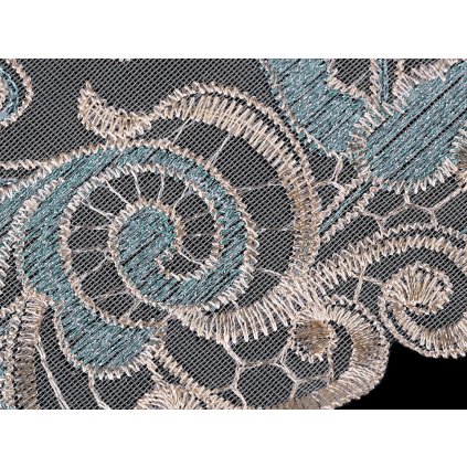 Vyšívaný prýmek na monofilu s lurexem šíře 18 cm (Varianta 2 tyrkys, Balení 1 m)