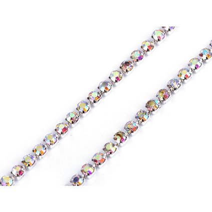 Štrasový prýmek / borta šíře 2 mm (Varianta 2 crystal zlatá, Balení 9 m)