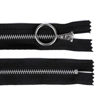 Kovový zip No 4 délka 20 cm se stříbrnými zoubky (Varianta 322 černá, Balení 1 ks)