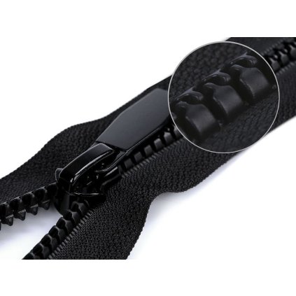 Kostěný zip No 5 délka 60 cm kulaté zoubky, s ozdobným jezdcem